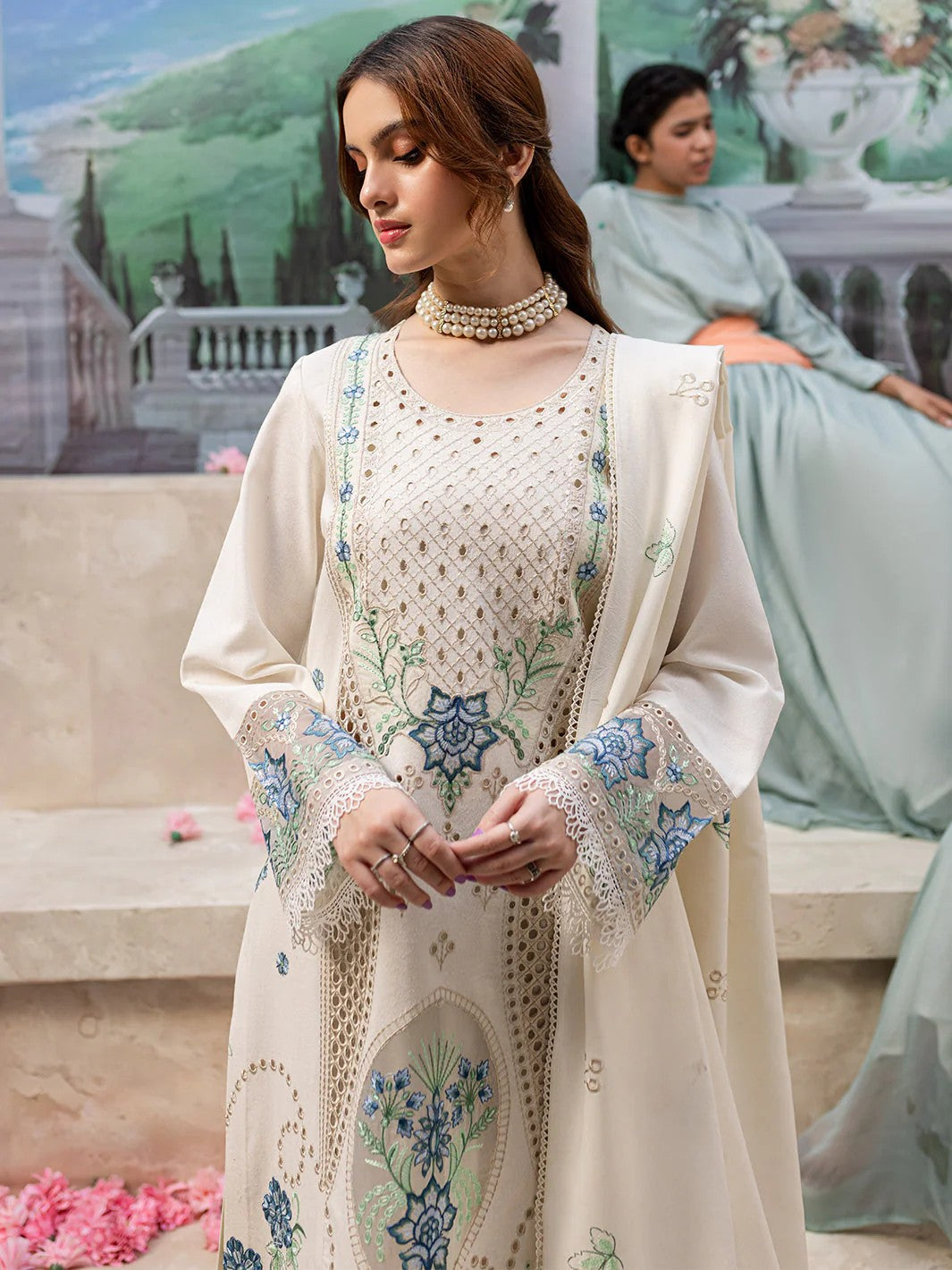 MAHNUR PREMIUM CHIKANKARI LAWN 3-PIECE UNSTITCHED SUIT