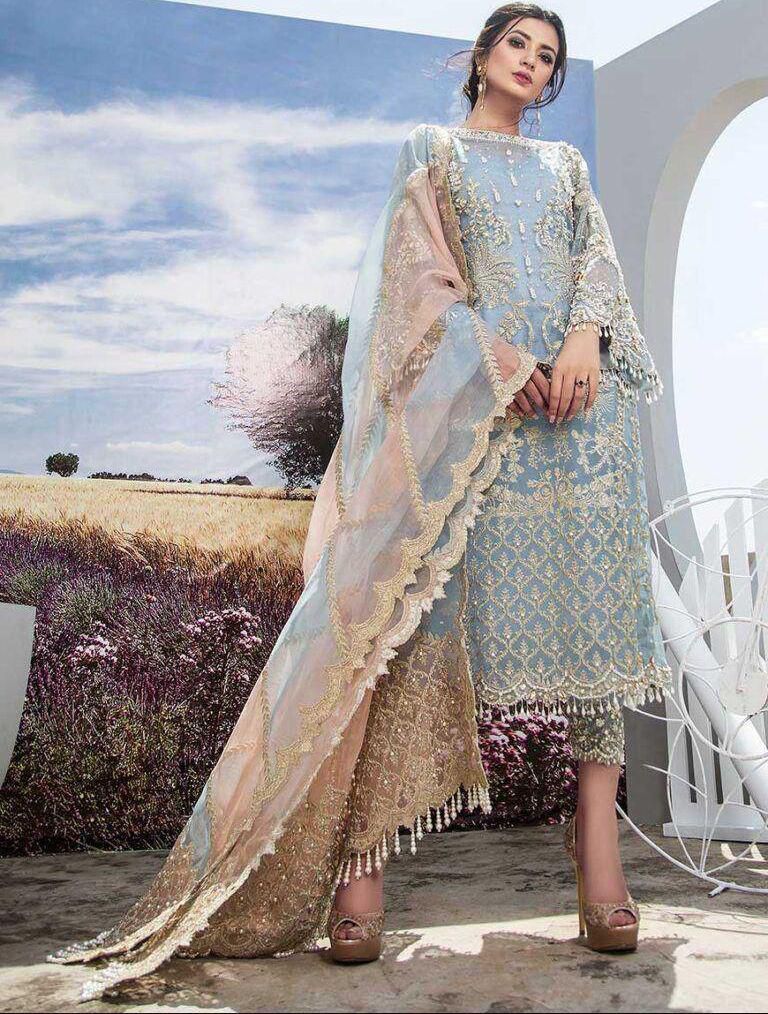 AGHA NOOR 3PC UNSTITCHED HEAVY EMBROIDERED SUIT