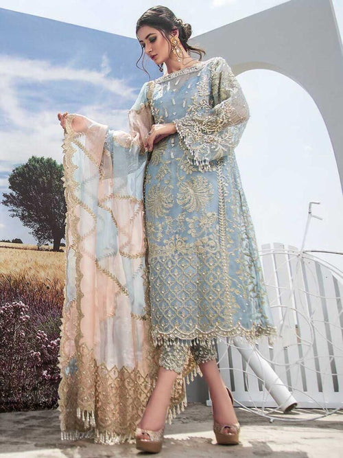 AGHA NOOR 3PC UNSTITCHED HEAVY EMBROIDERED SUIT