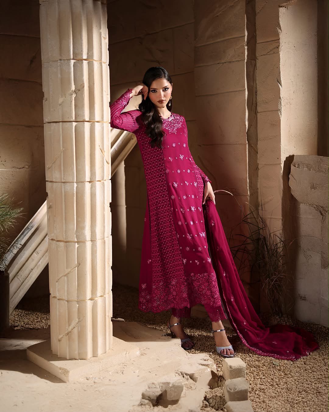 AHMOZI PRESENTING AZURE  – 3-PC UNSTITCHED SUIT