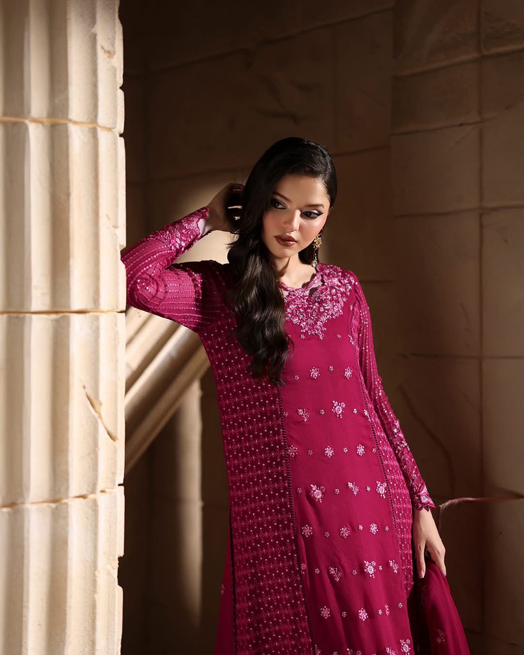 AHMOZI PRESENTING AZURE  – 3-PC UNSTITCHED SUIT