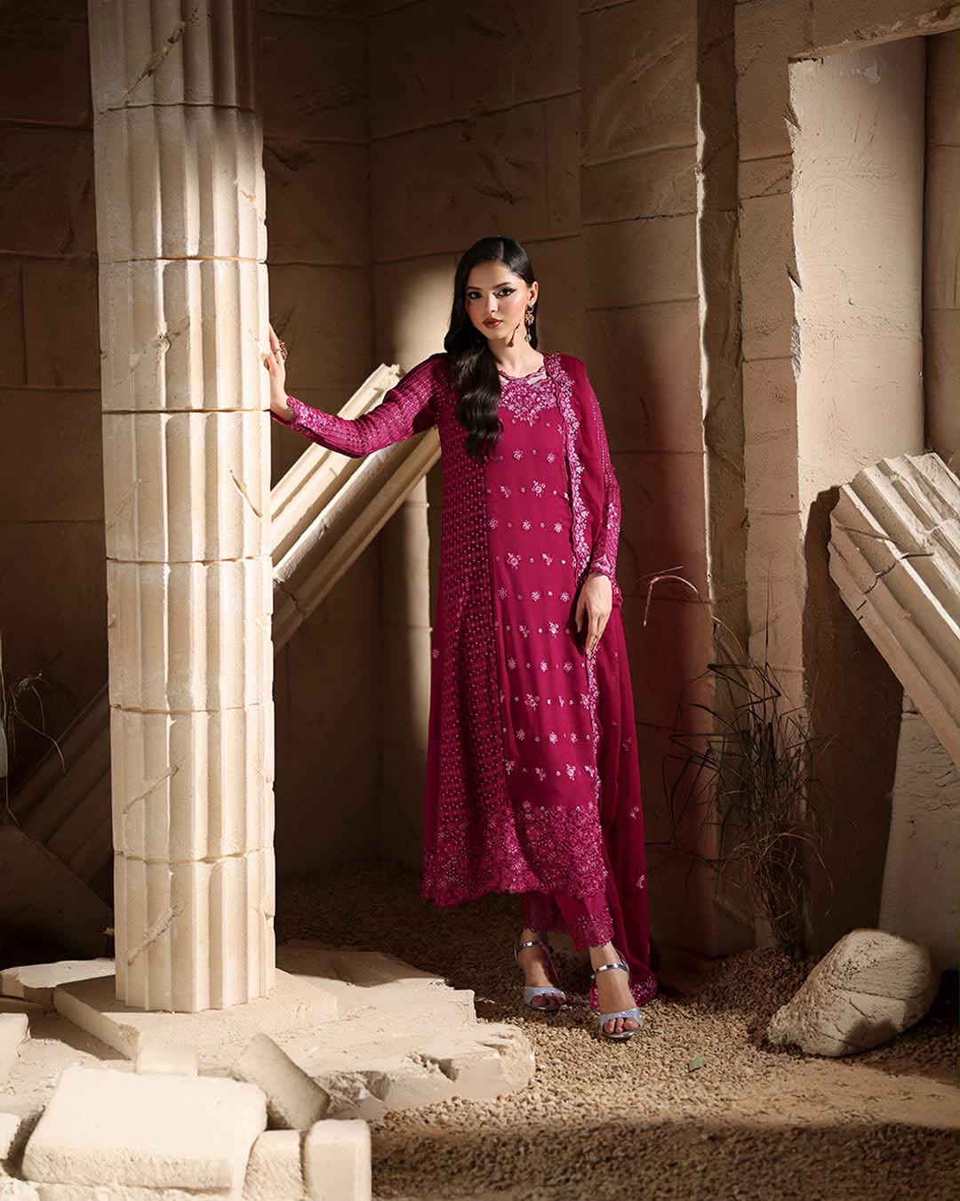 AHMOZI PRESENTING AZURE  – 3-PC UNSTITCHED SUIT