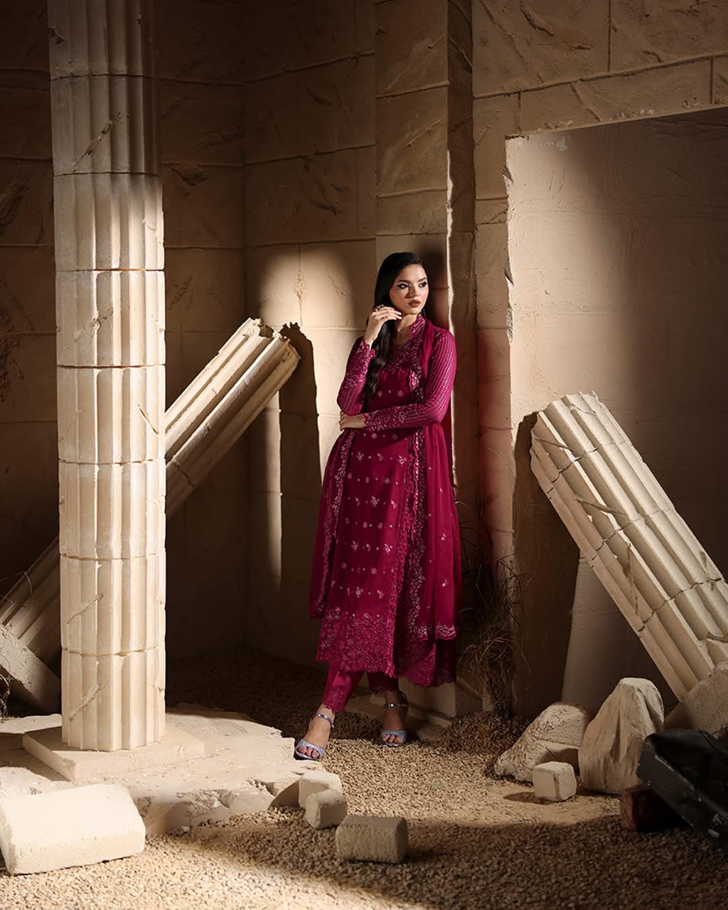 AHMOZI PRESENTING AZURE  – 3-PC UNSTITCHED SUIT