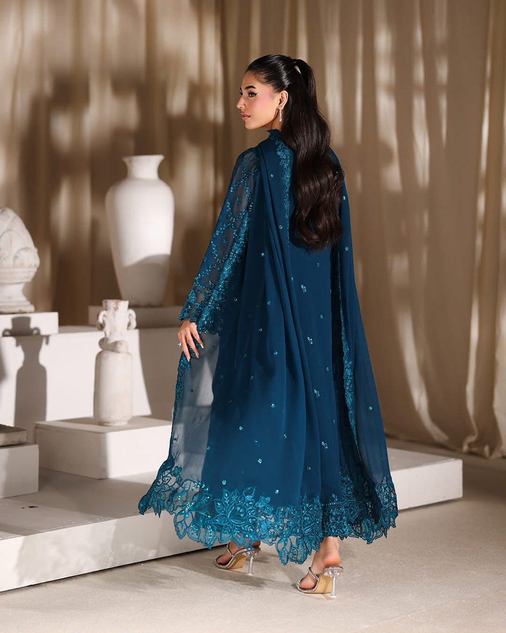 AZURE UNSTITCHED 3PC LUXURY EMBROIDERY SUIT